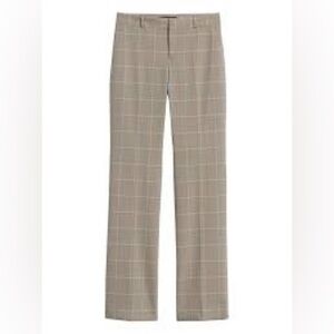 NWT Banana Republic Logan wool neutral plaid checkered trouser pants 2 SHORT